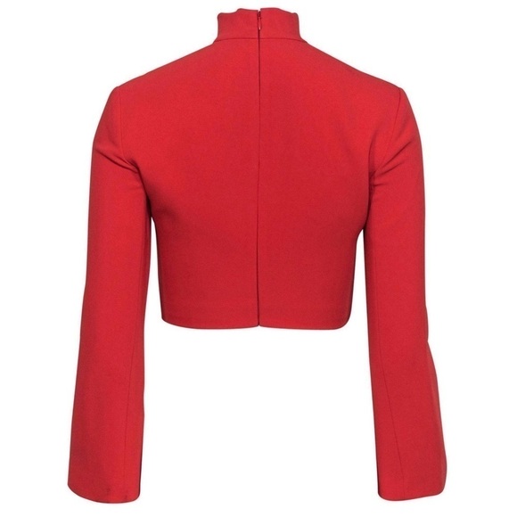 NWT CINQ SEPT 90s Mockneck Choker Cutout Square Neck Long Bell Sleeve Crop Top 2 - Picture 6 of 12